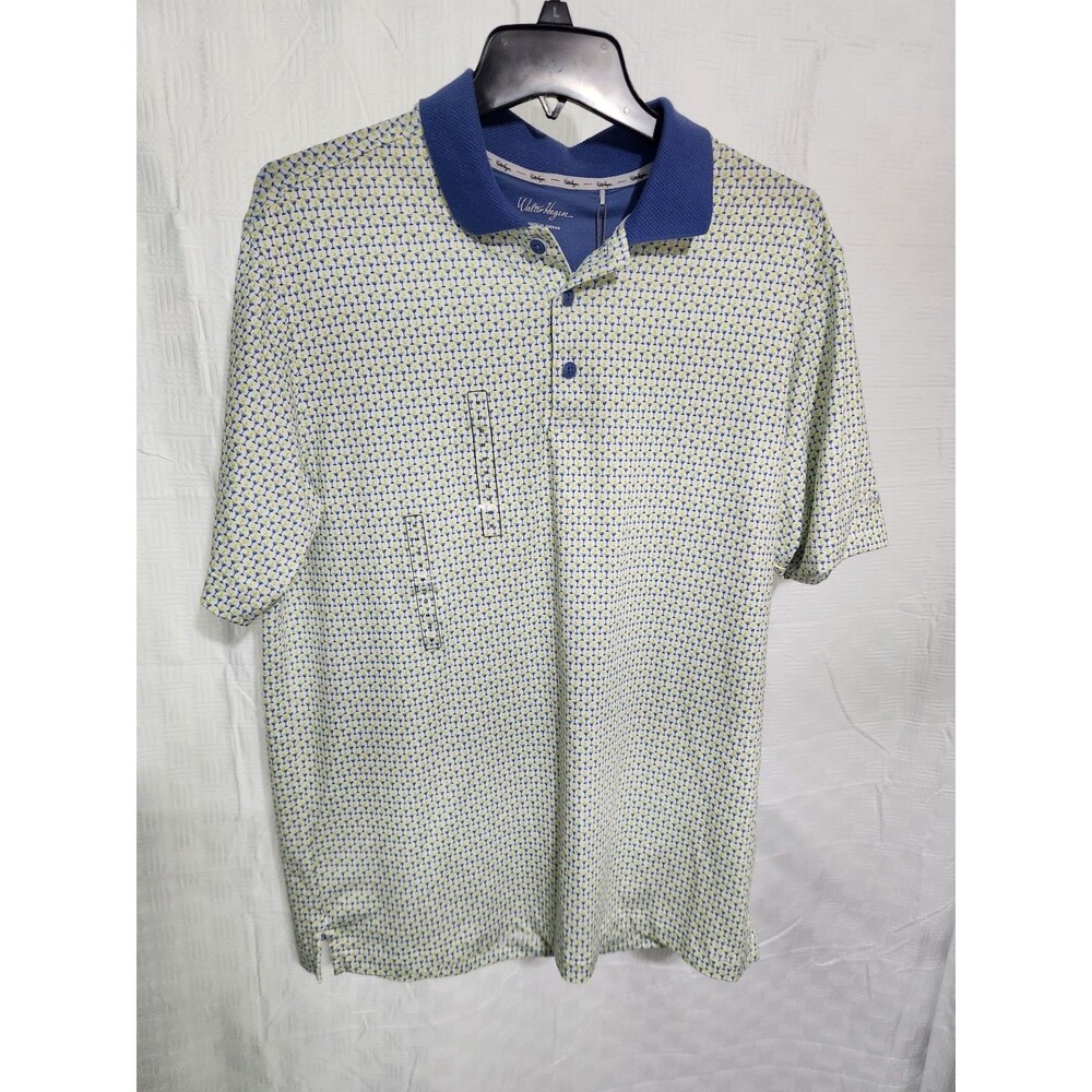 New Walter Hagen Men's Clubhouse 19th Hole Golf Polo Lime Blue M